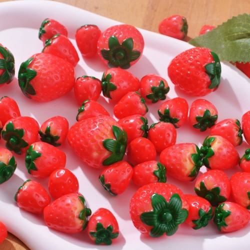 Resin Mini Strawberry DIY Accessories - 3D Decorative Crafting Supplies