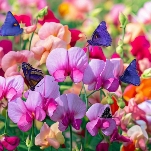 Sweet Pea Seeds Mix - Rare Lathyrus odoratus in Pink, Orange, Red, and Light Orange Shades