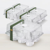 N293 Nursery Cup Tray Kit with 6 Seedling Cups and Adjustable Vented Lid - Transparent PET Material for Large Seed Germination, Home Gardening Essentials