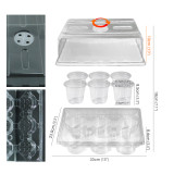 N293 Nursery Cup Tray Kit with 6 Seedling Cups and Adjustable Vented Lid - Transparent PET Material for Large Seed Germination, Home Gardening Essentials