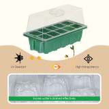 N299 Rectangular 10-Cell Seedling Tray with Transparent Lid and Adjustable Vents, PET Material for Home Gardening, Greenhouse, Vegetable & Herb Growing
