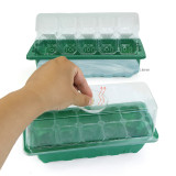 N299 Rectangular 10-Cell Seedling Tray with Transparent Lid and Adjustable Vents, PET Material for Home Gardening, Greenhouse, Vegetable & Herb Growing