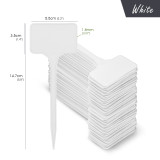 N306 T-Shaped Plant Labels 14.7cm, Writable and Waterproof for Indoor and Outdoor Use - Durable PP Material in Yellow and White