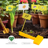 N307 T-Shaped Plant Tags, 13cm Writable Waterproof Garden Labels for Indoor/Outdoor Plants, Durable PP Material, Yellow and White Colors