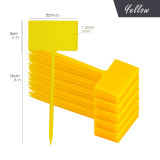 N307 T-Shaped Plant Tags, 13cm Writable Waterproof Garden Labels for Indoor/Outdoor Plants, Durable PP Material, Yellow and White Colors