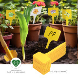 N306 T-Shaped Plant Labels 14.7cm, Writable and Waterproof for Indoor and Outdoor Use - Durable PP Material in Yellow and White