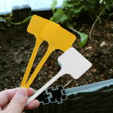 N306 T-Shaped Plant Labels 14.7cm, Writable and Waterproof for Indoor and Outdoor Use - Durable PP Material in Yellow and White