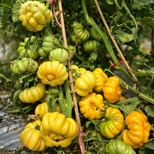 669 Yellow Building Block Tomato Seeds | Solanum lycopersicum | Heavily Ribbed Yellow Beefsteak Tomato, Rich Flavor