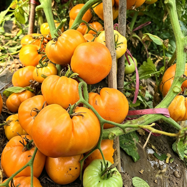 632 Kozula 183 Tomato Seeds | Up to 8.8 oz Golden-Orange Heart-Shaped Fruits, Indeterminate