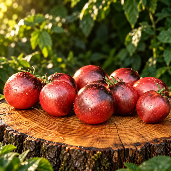 579 Ann Bonny Tomato Seeds | Up to 3.5 oz Dusky Pink Saladette Tomatoes with Indigo Shoulders