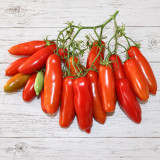 440 Jelly Bean Long Tomato Seeds | 2.1 oz Glossy Red Finger-Shaped Paste Tomatoes