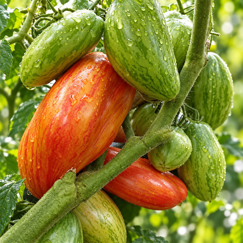 397 Lady Madonna Tomato Seeds | 2.8–5.3 oz Pink Fruits with Golden Stripes