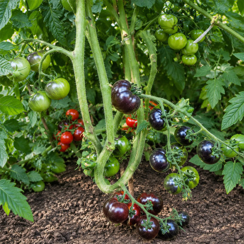153 Ugolyok Tomato Seeds | 2.1–2.5 oz Black-Purple Cluster Tomatoes