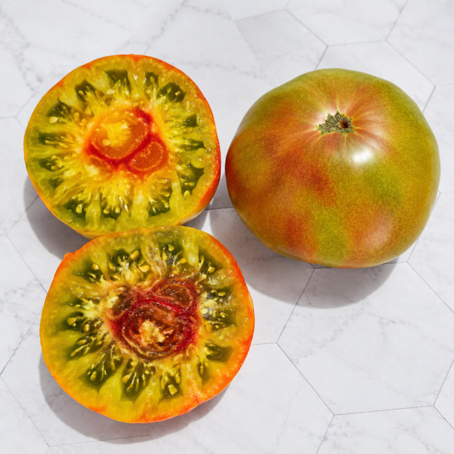 116 Mordovian Malachite Tomato Seeds | Green-Pink Bicolor Slicers