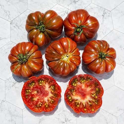 59 Hummingbird Flowers Tomato Seeds | Up to 3.5 oz Ribbed Brown Beefsteak Tomatoes