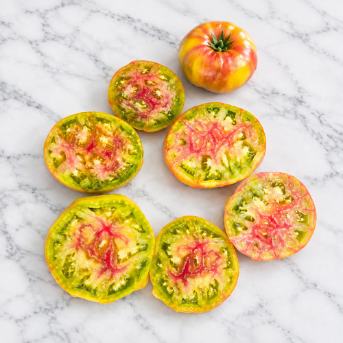 1165 Dorothy's Green Tomato Seeds | 7.1–12.3 oz Tricolor Green Beefsteaks
