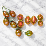1138 Cookie Select Tomato Seeds | 0.5–0.9 oz Striped Brown Cherry Plums