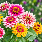 W1353 Candy Stripe Zinnia Mix Seeds | Multicolor Striped & Blushed Cut Flowers
