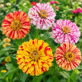 W1354 Peppermint Stick Zinnia Mix Seeds | Speckled & Striped Cut Flowers