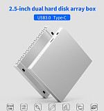 XT-XINTE 2 Bay 2.5 inch Hdd Enclosure 10Gbps USB 3.0 / Type C Raid 4 Modes for Windows Mac Linux 20TB External SATA Hard Drive Array Box