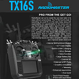 RadioMaster TX16S 2.4G 16CH Multi-protocol RF System Hall Sensor Gimbals  OpenTX Transmitter for RC Drone