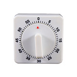 XT-XINTE Plastic 60 Minute Mechanical Kitchen Cooking Timer Food Preparation Baking Alarm Reminder Count Down Clock Cooking Tool Portable White Square