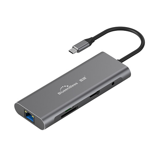 Blueendless Type-c Docking Station Nine In One Expands HDMI / Network Card / PD / Card Reader Multi-function USB Hub HC901