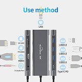 Blueendless Type-c Docking Station Nine In One Expands HDMI / Network Card / PD / Card Reader Multi-function USB Hub HC901