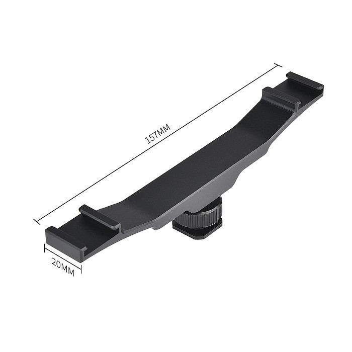 BGNING Universal Double Cold Shoe Bracket Camera Flash Bracket Extension Rod for Camera