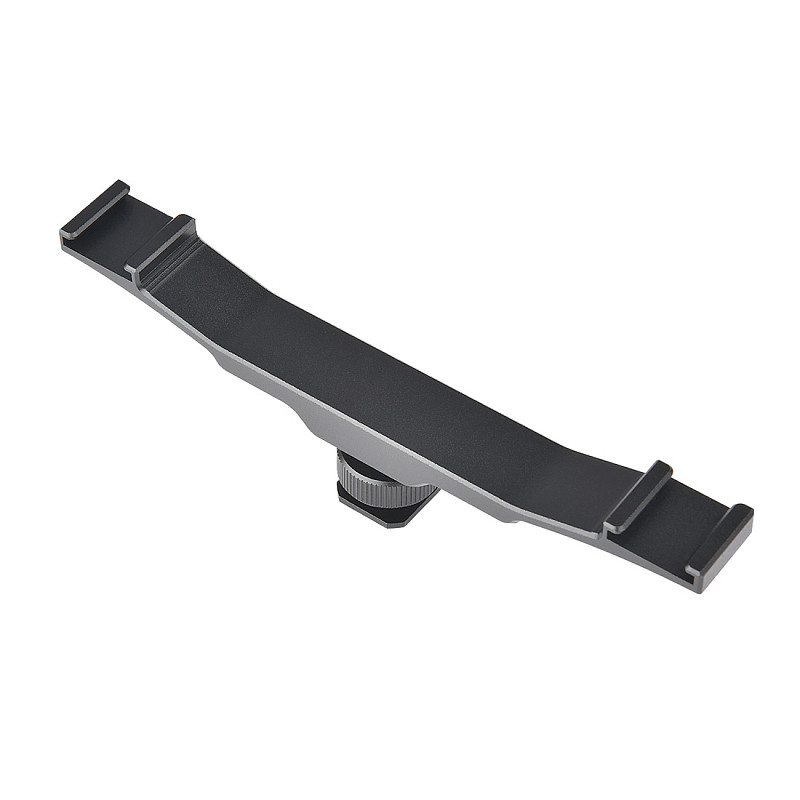 BGNING Universal Double Cold Shoe Bracket Camera Flash Bracket Extension Rod for Camera