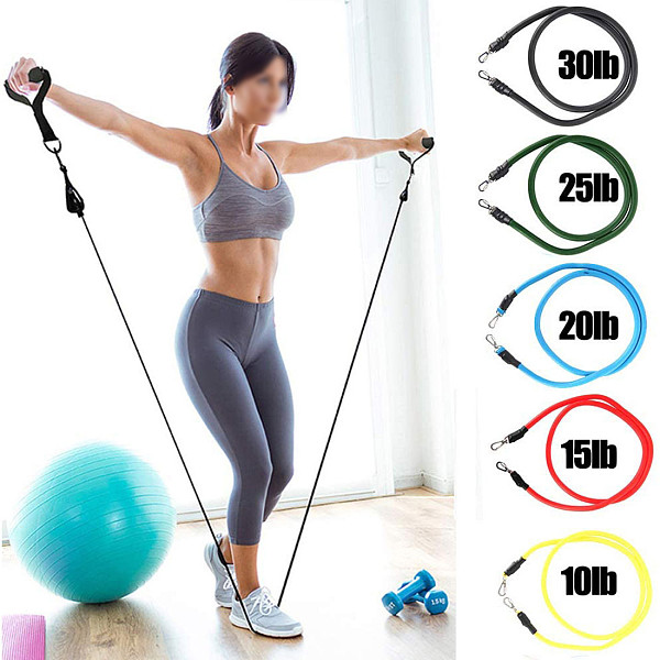 XT-XINTE 11pcs Resistance Bands Set Rubber Tubes Band Stretch Training Rally Rope Fitness Sports Equipment Household Chest Expander