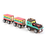 FEICHAO Electric Train Vehicle Drawable Wooden 3D Puzzle Kit DIY Assembling Model Science Early Learning Kids Educational Toys for STEM