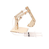 FEICHAO DIY Assembly Wooden Building Model Piston Excavator Education Experiment Kids Toys Pneumatic Hydraulics for STEM School Projects