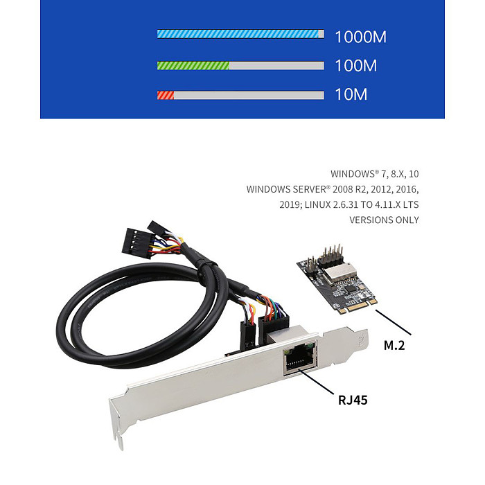 XT-XINTE New M.2 B-Key M-key to RJ45 Ethernet 1000Mbps Adapter / MINI PCIE Gigabit Network Adapter Card with RTL8111H Chip 10/100/1000M