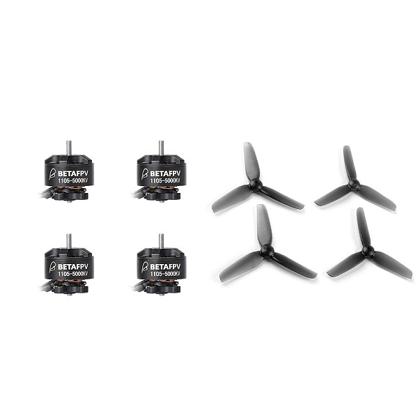 BETAFPV 1105 5000KV 4S Brushless Motors with 2.5 inch 65mm 3-blade Toothpick Propeller Props 1.5mm Shaft Paddle for FPV Racing Drone Quadcopter