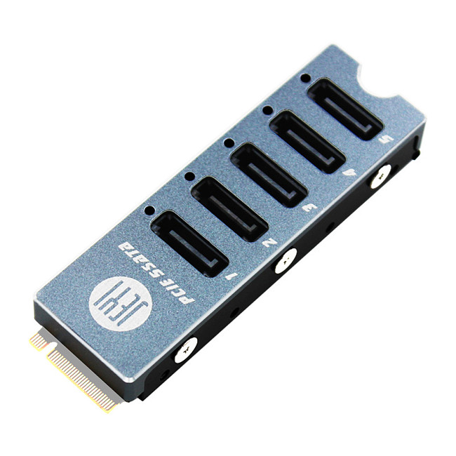 JEYI SATA Disk Array Card JMS585-Slim 5 Ports SATA3 for M. 2 Nvme PCI-E 3.0 to SATA 16G JMB585 Cooler Radiator for ThunderBolt 3