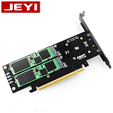 JEYI iHyper-Pro PCI-E M.2 X16 to 4X NVME PCIE 3.0 Disk GEN3 RAID Card PCI-E NVMEx4 Array Expansion Card Support 2U Chassis PC