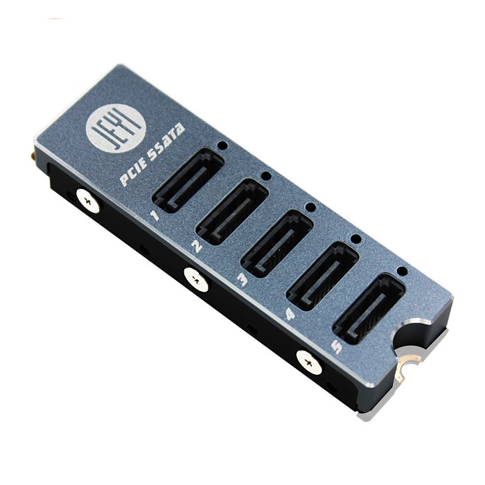 JEYI SATA Disk Array Card JMS585-Slim 5 Ports SATA3 for M. 2 Nvme PCI-E 3.0 to SATA 16G JMB585 Cooler Radiator for ThunderBolt 3