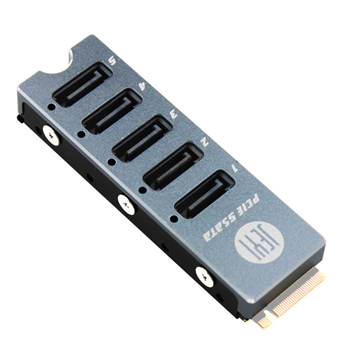 JEYI SATA Disk Array Card JMS585-Slim 5 Ports SATA3 for M. 2 Nvme PCI-E 3.0 to SATA 16G JMB585 Cooler Radiator for ThunderBolt 3