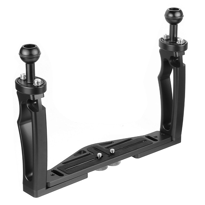 BGNING Aluminum Alloy Dual-handed Photography Diving Bracket Adjustable Bracket for GOPRO and other Sports Cameras DSLR Camera Ball clip + buoyancy arm + ball seat + flashlight clip
