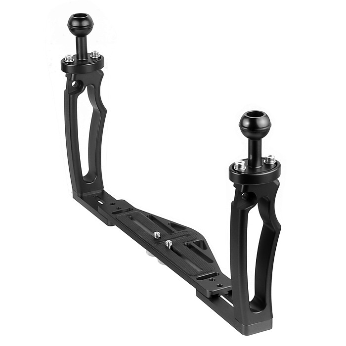 BGNING Aluminum Alloy Dual-handed Photography Diving Bracket Adjustable Bracket for GOPRO and other Sports Cameras DSLR Camera D80 10 inch Buoyancy Arm