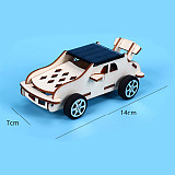 FEICHAO DIY Assembled Model Kit 3D Puzzle Solar Powered Car 4WD Wooden Graffiti Painted Color Kids Boys Gift Educational Toys for Stem