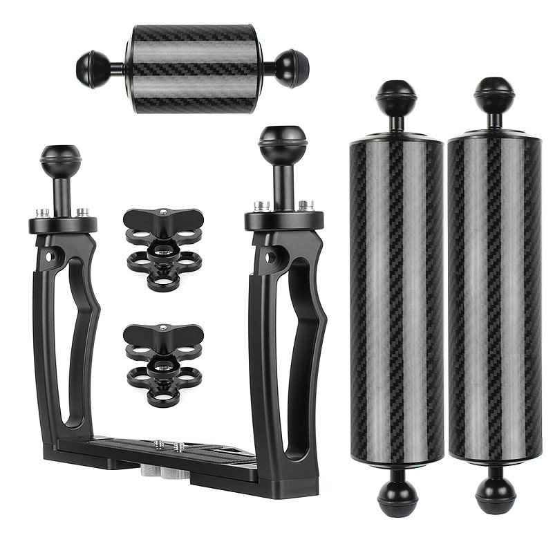 BGNING Aluminum Alloy Dual-handed Photography Diving Bracket Adjustable Bracket for GOPRO and other Sports Cameras DSLR Camera D60 10 inch 5 inch Buoyancy Arm