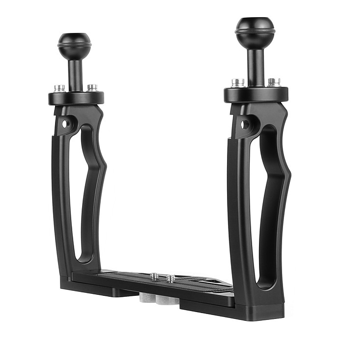 BGNING Aluminum Alloy Dual-handed Photography Diving Bracket Adjustable Bracket for GOPRO and other Sports Cameras DSLR Camera D60 10 inch 5 inch Buoyancy Arm
