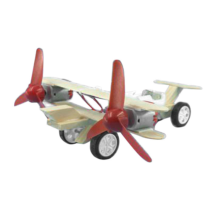 Feichao Kids DIY Assembly Toys Model Aircraft Taxiing Biplane Wooden Airplane Double Electric Motor for Kids Education Science Gift