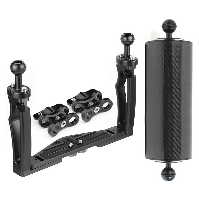 BGNING Aluminum Alloy Dual-handed Photography Diving Bracket Adjustable Bracket for GOPRO and other Sports Cameras DSLR Camera D80 10 inch Buoyancy Arm