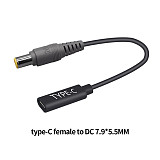 XT-XINTE Type-C Female to DC Generous Port / DC5525 / DC5521 / DC4017 / DC40135 / DC7955 / DC4530 / Male Head for Lenovo / Thinkpad DELL HP