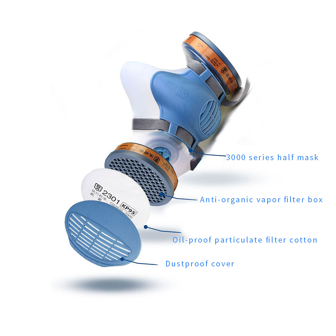 Baoshunan 1 PCS KN100 Protective Face Masks Silicone Material Activated