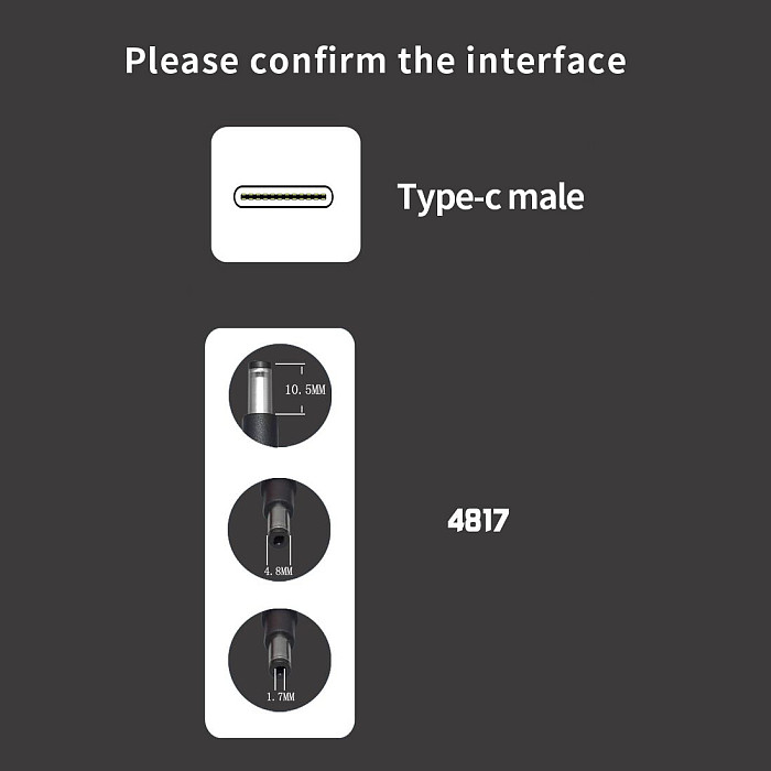 XT-XINTE USB 3.1 TYPE C to DC 5.5*2.1 / 4.8*1.7 Male to Male Laptop Charger DC Jack Power Adapter Cable 1.5M Decoy Trigger PD Charging
