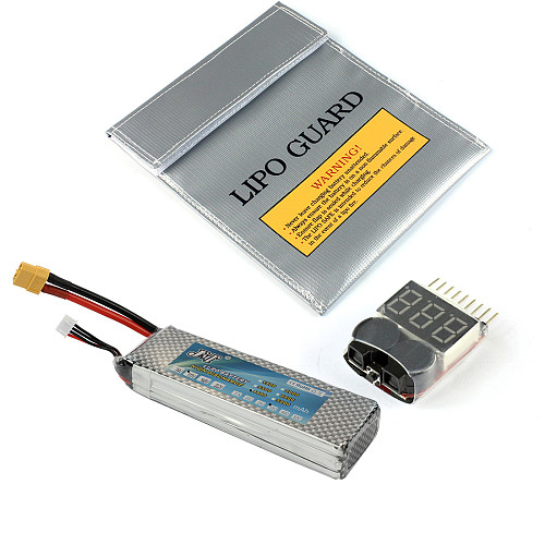 JMT 11.1V 4400MAH 30C 3S1P Lipo Battery XT60 Plug with Explosion-Proof Safety Bag 220x180MM 1-8S 2 IN 1 LiPo Battery Voltage Checker for DIY RC Drone Quadcopter Aircraft